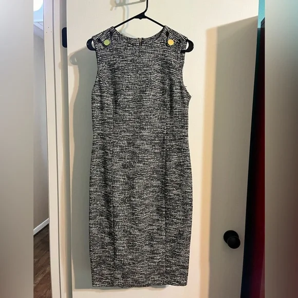 Calvin Klein | Dresses | Calvin Klein Sleeveless Dress Black And White With Gold Buttons Size | Poshmark Calvin Klein | Dresses | Calvin Klein Sleeveless Dress Black And White With Gold Buttons Size | Poshmark